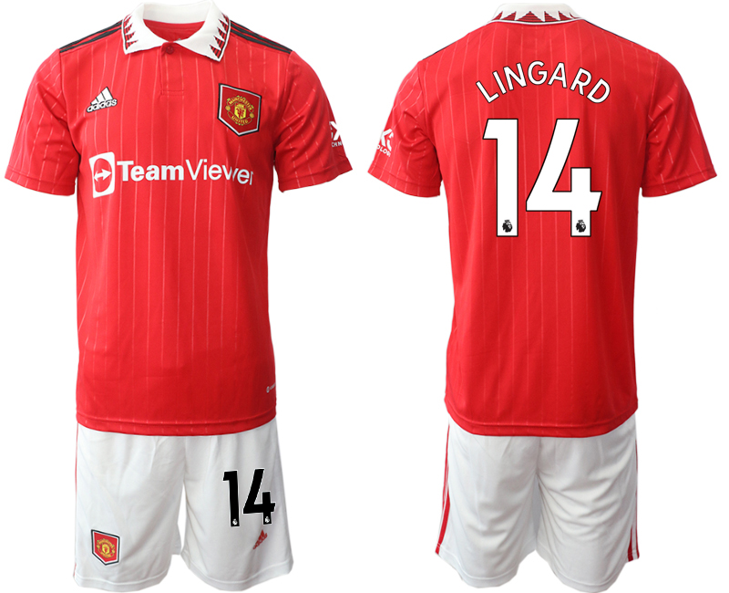 Men 2022-2023 Club Manchester United home Red #14 Adidas Soccer Jersey